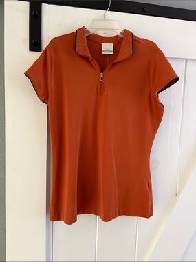 Women's Nike Golf Short-Sleeve Zip Polo Top - Rust